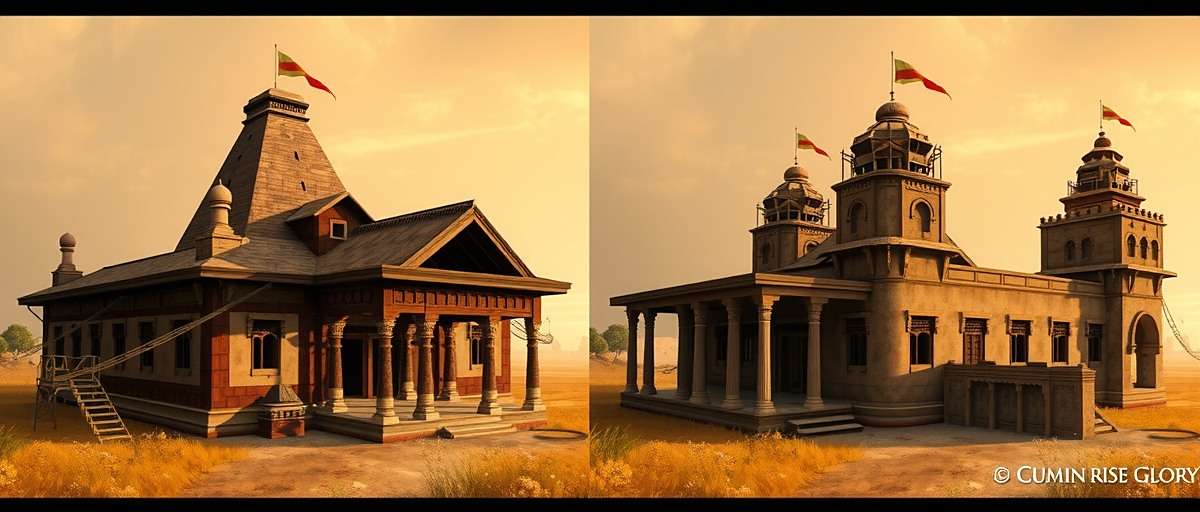 Cumin Rise Glory Historical Accuracy Cumin Rise Glory historical accuracy comparison showing game buildings next to real ancient Indian structures