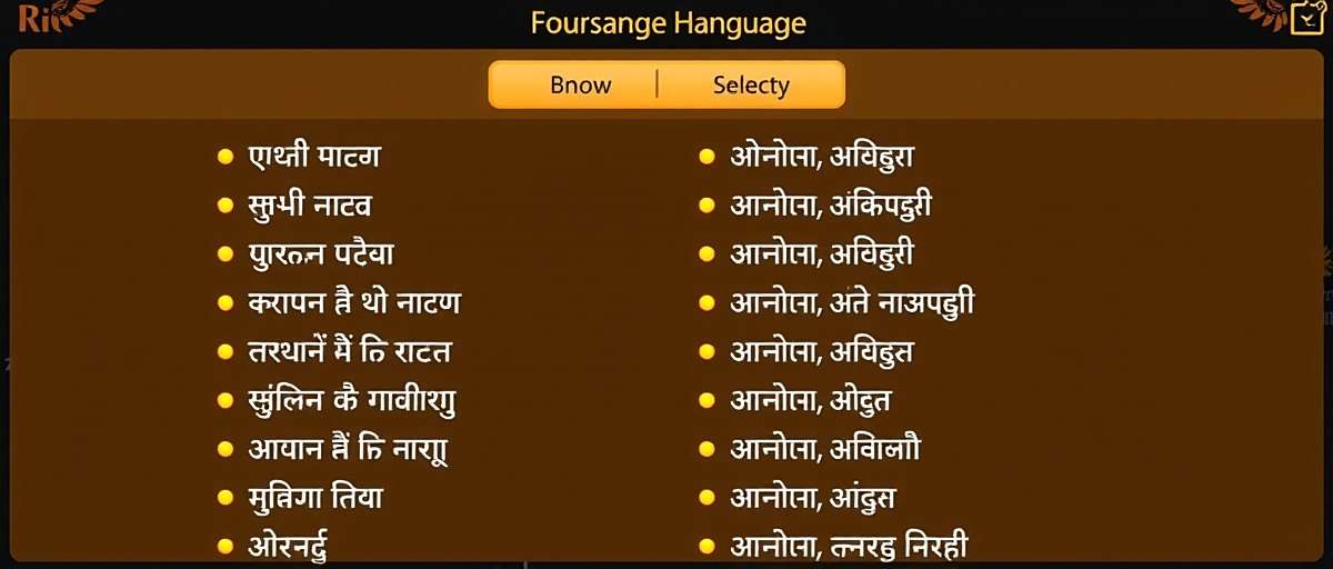 Cumin Rise Glory Multi-language Support Cumin Rise Glory language selection screen showing various Indian language options