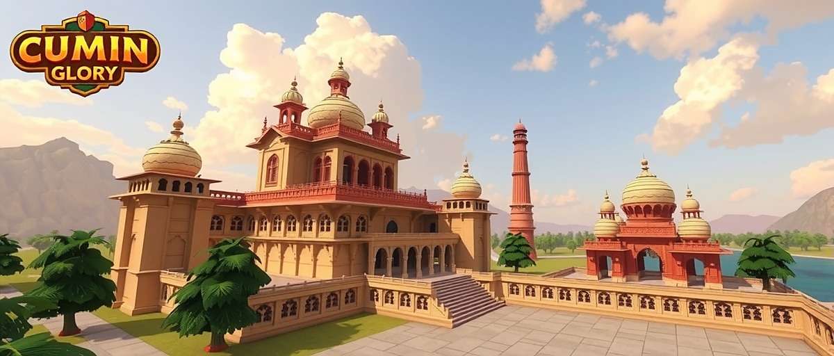 Cumin Rise Glory City Building Cumin Rise Glory city building screen showing various structures inspired by Indian architecture